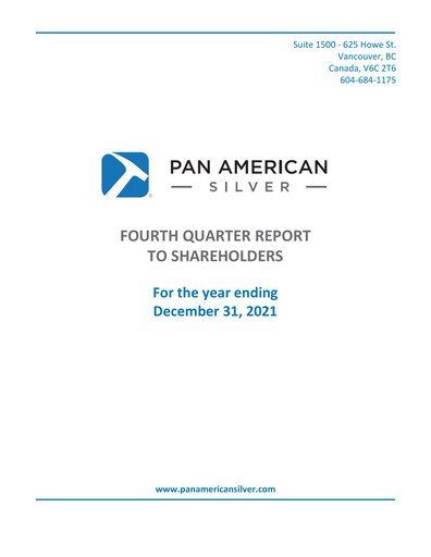 Thumbnail Pan American Silver
 Financial Statement 2021