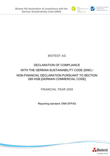 Thumbnail Biotest
 Sustainability Report 2020