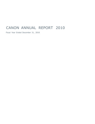 Thumbnail Canon Annual Report 2010