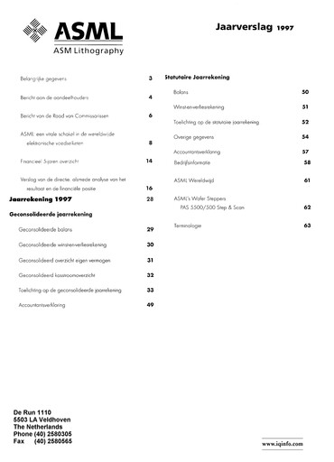 Thumbnail ASML Annual Report 1997