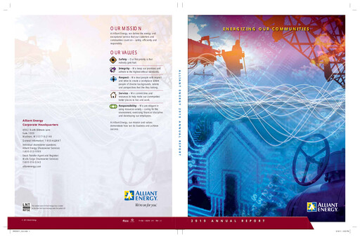 Thumbnail Alliant Energy Annual Report 2010