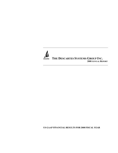 Thumbnail Descartes Systems

 Annual Report 2008