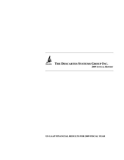 Thumbnail Descartes Systems

 Annual Report 2009