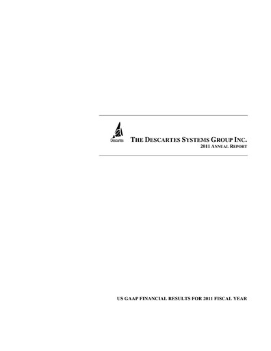 Thumbnail Descartes Systems

 Annual Report 2011
