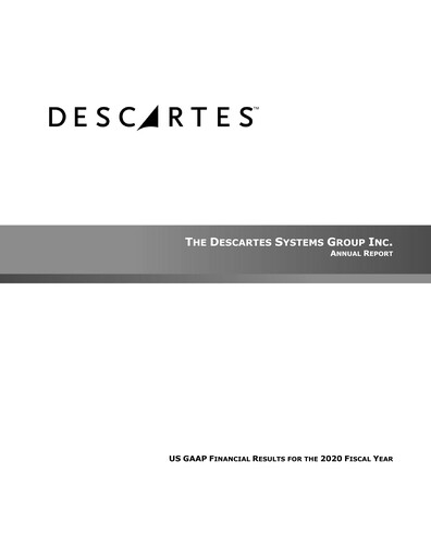 Thumbnail Descartes Systems

 Annual Report 2020